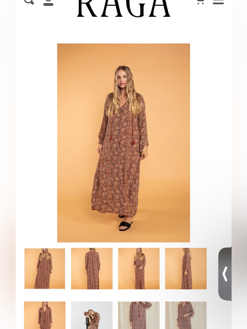 RAGA Anaka Long Sleeve Maxi Dress NWT S Boho Floral Maxi Retail $245